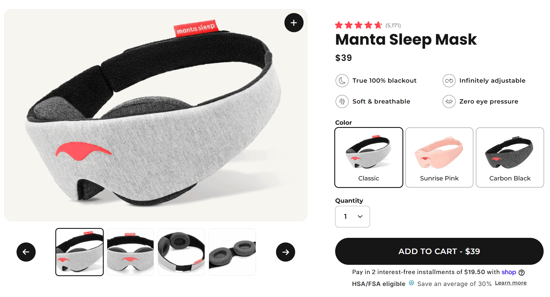 Manta sleep offer price 
